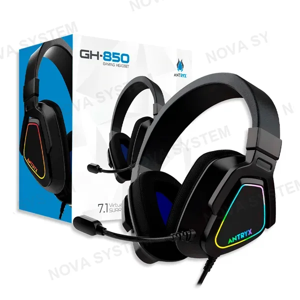 ANTRYX AURICULARES ANTRYX GH-850 RGB 7.1 VIRTUAL SURROUND USB | NEGRO