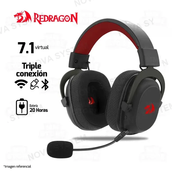 REDRAGON AURICULARES REDRAGON ZEUS PRO RGB H510-PRO INALAMBRICO BT 7.1 | NEGRO