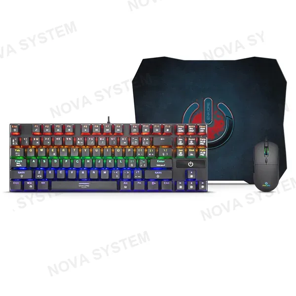 ENKORE COMBO ENKORE GAMING FALCON 3 EN 1 | TECLADO MECANICO TKL | MOUSE | MOUSEPAD | RGB | NEGRO