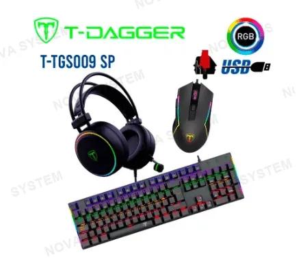 T-DAGGER COMBO T-DAGGER 3 EN 1 T-TGS009 AURICULAR + TECLADO (SW-RED)+ MOUSE | NEGRO