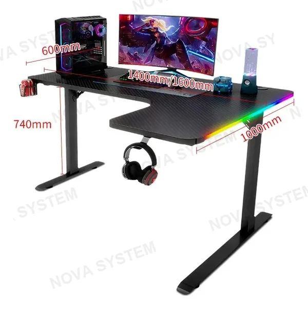 ESCRITORIO ESCRITORIO GAMER D2200 1600MM L BLACK | NEGRO