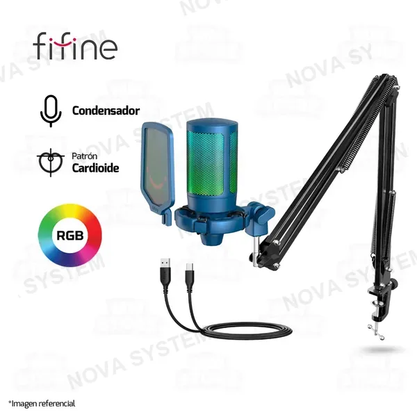FIFINE MICROFONO FIFINE A6T CON SOPORTE DE BRAZO | AZUL