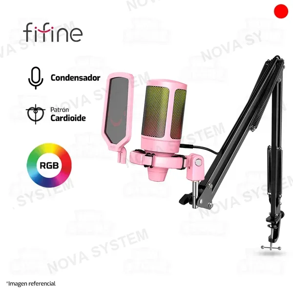 FIFINE MICROFONO FIFINE A6T CON SOPORTE DE BRAZO | ROSADO