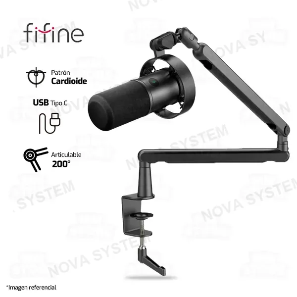FIFINE MICROFONO FIFINE T688 DINAMICO CON SOPORTE DE BRAZO NEGRO | NEGRO
