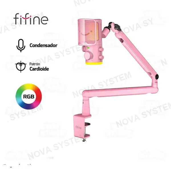 FIFINE MICROFONO FIFINE TAM6 CON BRAZO ROSADO | ROSADO