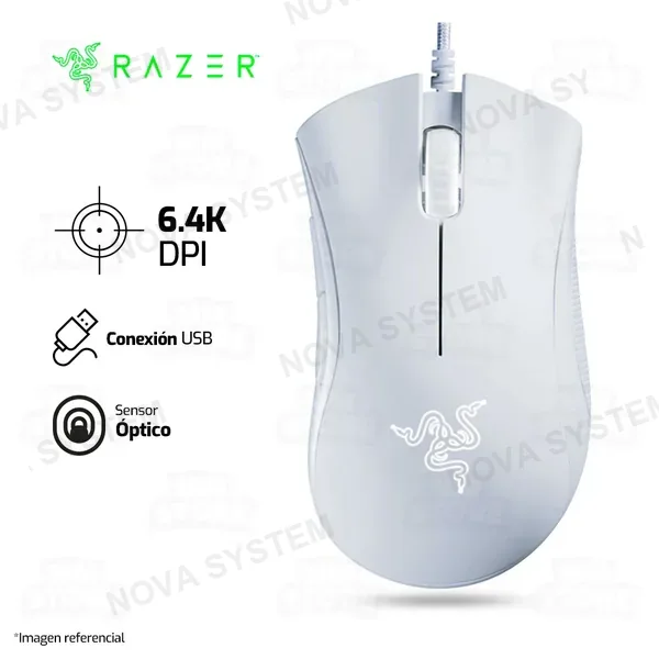 RAZER MOUSE RAZER DEATHADDER ESSENTIAL 6400DPI | BLANCO
