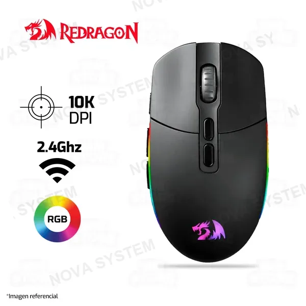 REDRAGON MOUSE REDRAGON INVADER PRO M719RGB INALAMBRICO DONGLE 10KDPI | NEGRO