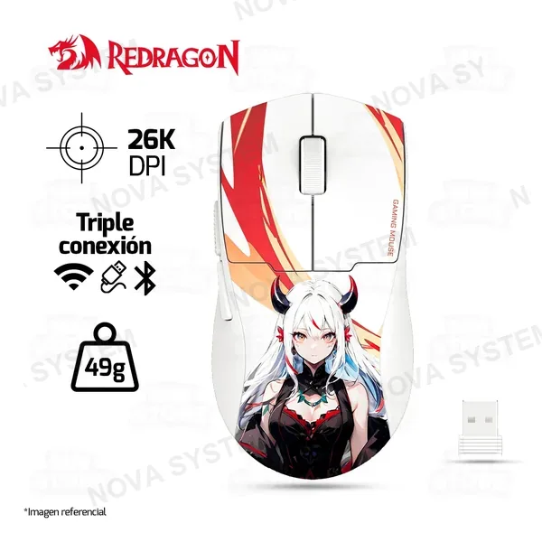 REDRAGON MOUSE REDRAGON K1NG MAX M918AKG-PRO INALAMBRICO BT 26KDPI ANIME | BLANCO