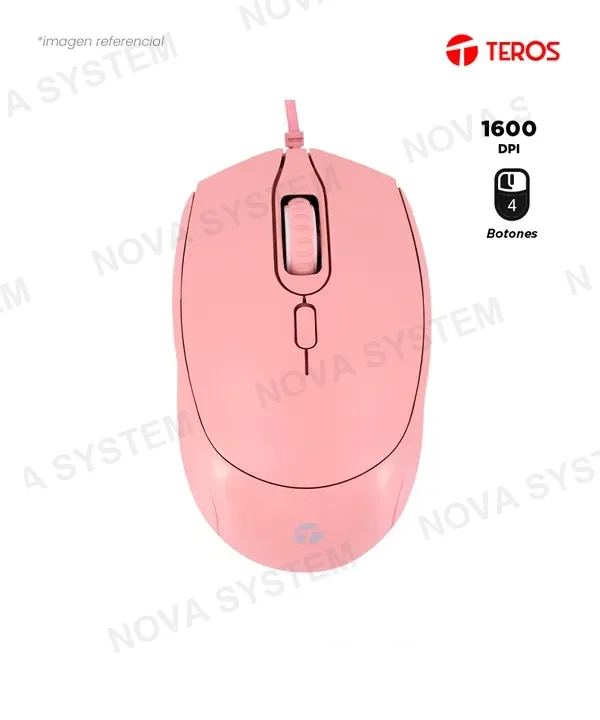 TEROS MOUSE TEROS DONGLE 2.4 PILA AA 1600DPI | ROSADO