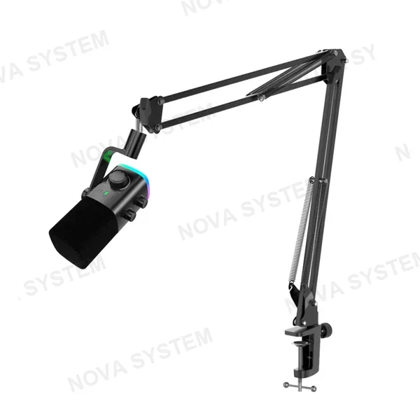 FIFINE SOPORTE DE BRAZO CON MICROFONO FIFINE AM9T DINAMICO RGB | NEGRO