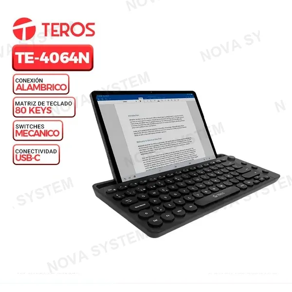 TEROS TECLADO DE MEMBRANA TEROS TE-4064N INALAMBRICO + BT | NEGRO