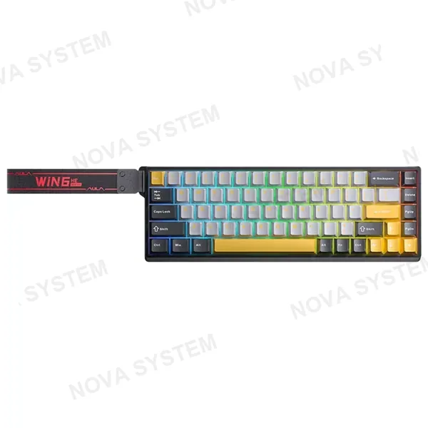 AULA TECLADO MAGNETICO AULA WIN68HE MAX ALAMBRICO 8KHZ US (SW-WING CHUN MG) | BLACK/GREY/YELLOW