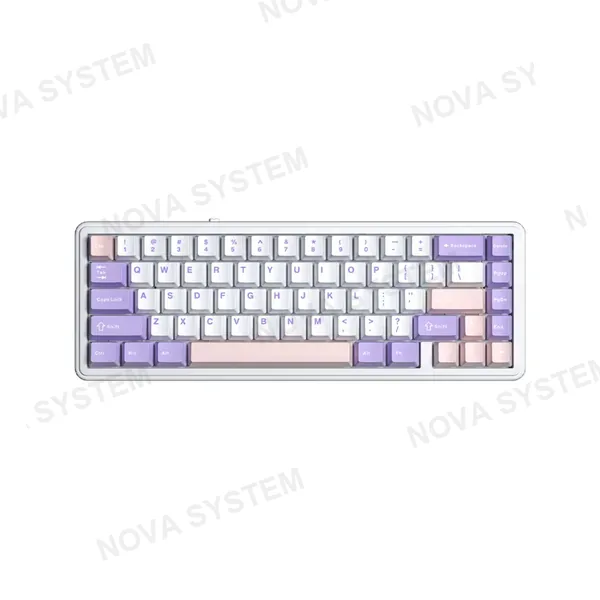 AULA TECLADO MECANICO AULA F65 RGB DONGLE 2.4 BT US (SW-NIMBUS V3) | PINK WHITE PURPLE