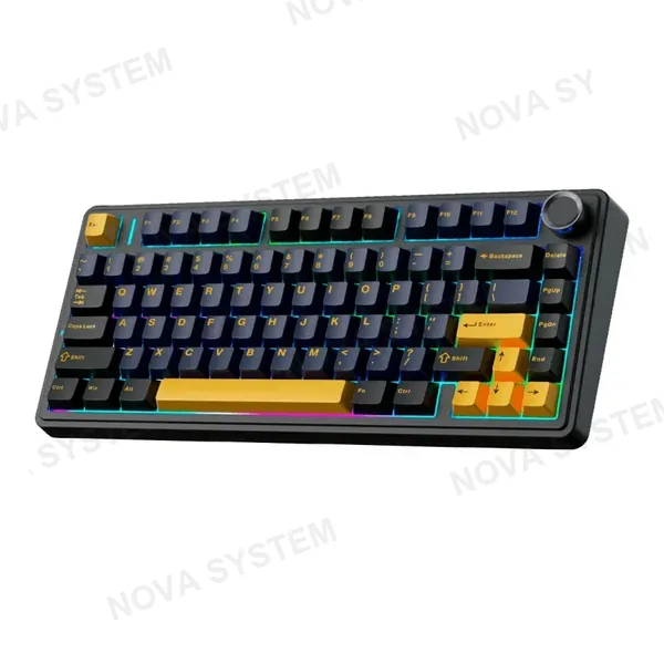 AULA TECLADO MECANICO AULA F75 RAINBOW ALAMBRICO US (SW-PINK) | BLACK/YELLOW