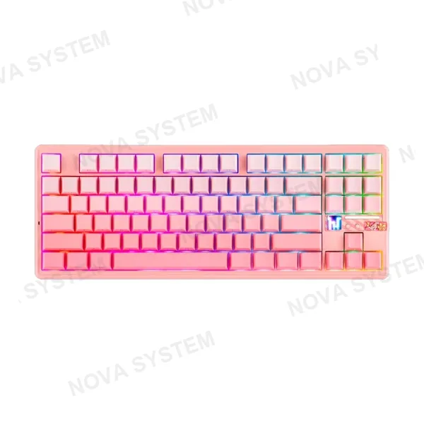 AULA TECLADO MECANICO AULA F87 PRO V2 RGB DONGLE 2.4 BT US (SW-STRAWBERRY MINT) | GRADIENT PINK