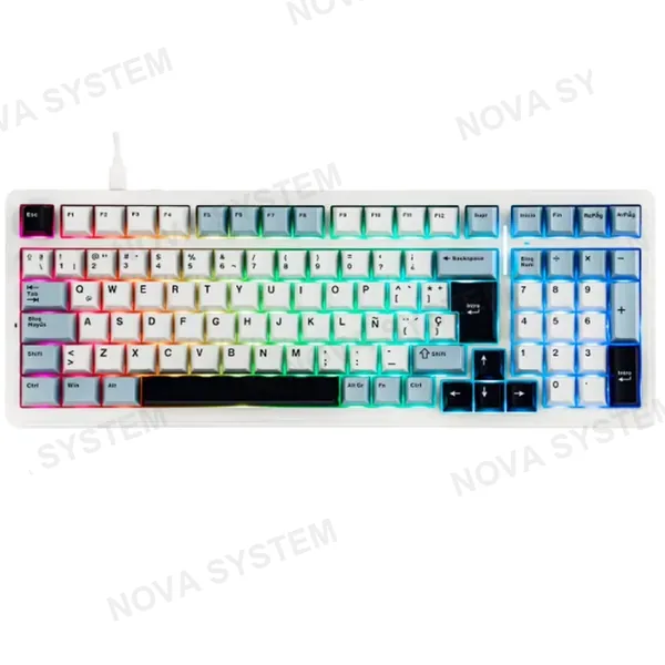 AULA TECLADO MECANICO AULA F99 RGB ALAMBRICO SP (SW-GRAY WOOD V3) | BLUE/WHITE/DARK PURPLE
