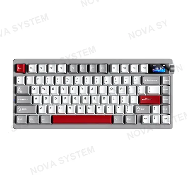 AULA TECLADO MECANICO AULA NOVA75 RGB DONGLE 2.4 BT US (SW-CARAMEL LATTE) | GREY/WHITE/RED