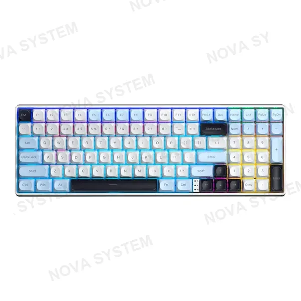AULA TECLADO MECANICO AULA S100 PRO RGB DONGLE 2.4 BT US (SW-BROWN) | LIGHT BLUE/WHITE/BLACK PURPLE