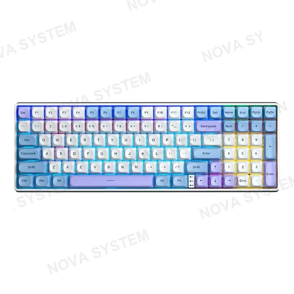 AULA TECLADO MECANICO AULA S100 PRO RGB DONGLE 2.4 BT US (SW-RED) | LIGHT BLUE/WHITE/DARK PURPLE