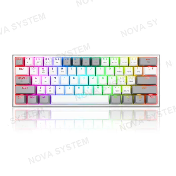 REDRAGON TECLADO MECANICO REDRAGON FIZZ PRO RGB INALAMBRICO BT SP (SW-ROJO) WHITE GREY | BLANCO GRIS
