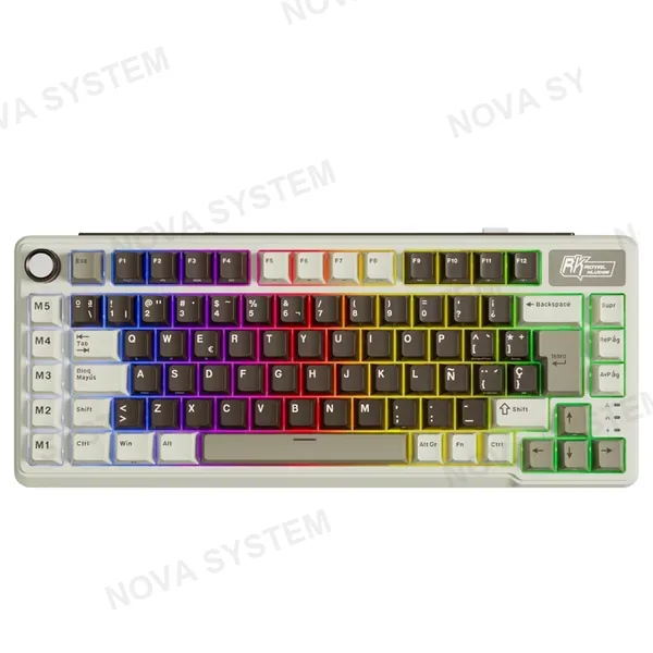 ROYAL KLUDGE TECLADO MECANICO ROYAL KLUDGE RK-L75 INALAMBRICO RGB SP (SW-CREAMY) | MOCHA GREY