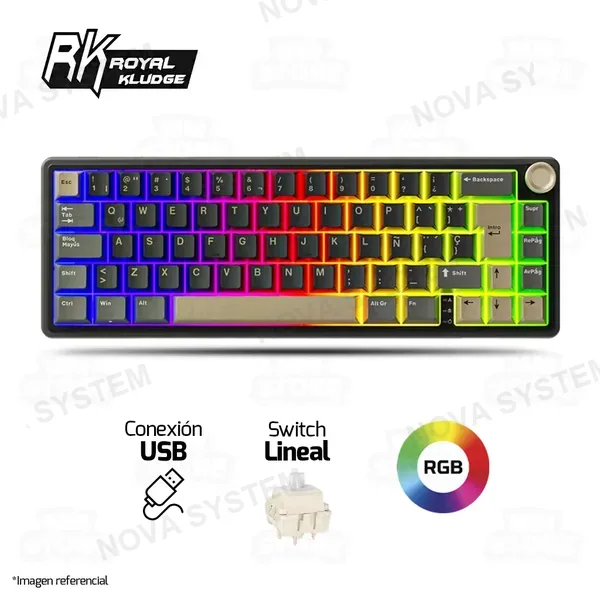 ROYAL KLUDGE TECLADO MECANICO ROYAL KLUDGE RK-R65 ALAMBRICO RGB SP (SW-CHARTREUSE) | PHANTOM