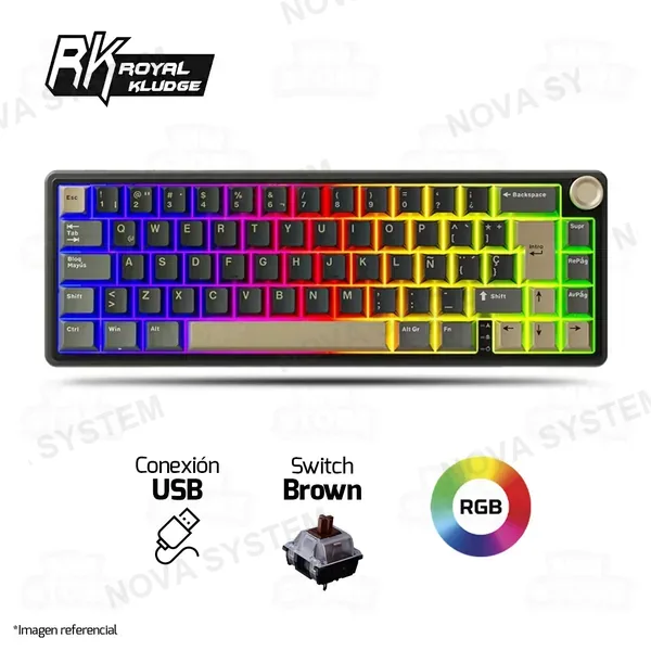 ROYAL KLUDGE TECLADO MECANICO ROYAL KLUDGE RK-R65 ALAMBRICO SP (SW-BROWN) | PHANTOM