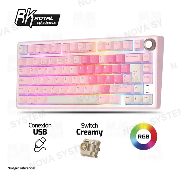 ROYAL KLUDGE TECLADO MECANICO ROYAL KLUDGE RK-R75 ALAMBRICO (SW-KSILVER) | SKY CYAN