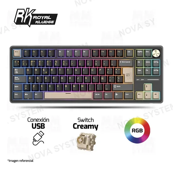 ROYAL KLUDGE TECLADO MECANICO ROYAL KLUDGE RK-R87PRO ALAMBRICO (SW-CREAMY) | PHANTOM