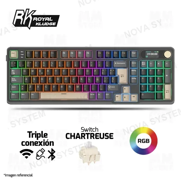 ROYAL KLUDGE TECLADO MECANICO ROYAL KLUDGE RK-S98 INALAMBRICO 2.4 BT SP (SW-CHARTREUSE) | BLACKBERRY MOUSSE
