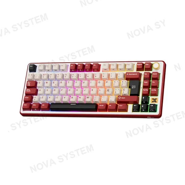 ROYAL KLUDGE TECLADO MECANICO ROYAL KLUDGE RK-X87 RGB DONGLE 2.4 BT SP (SW-BEIGE) | BORDEAUX RED