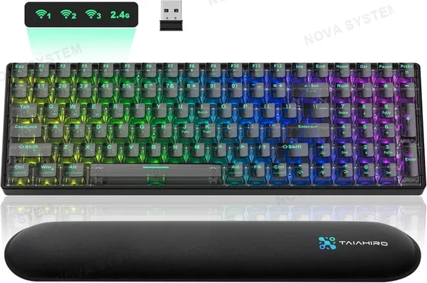 TAIAHIRO TECLADO MECANICO TAIAHIRO BK6302 BLUETOOTH 2.4GHZ USB-C 96% RGB (SW-SEA SALT) | TRANSPARENT