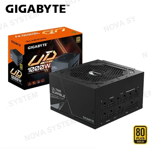 GIGABYTE PSU GIGABYTE, UD1000GM, PciE 5, Full Modular, 1000W, 80 Plus GOLD - Certificada - Black