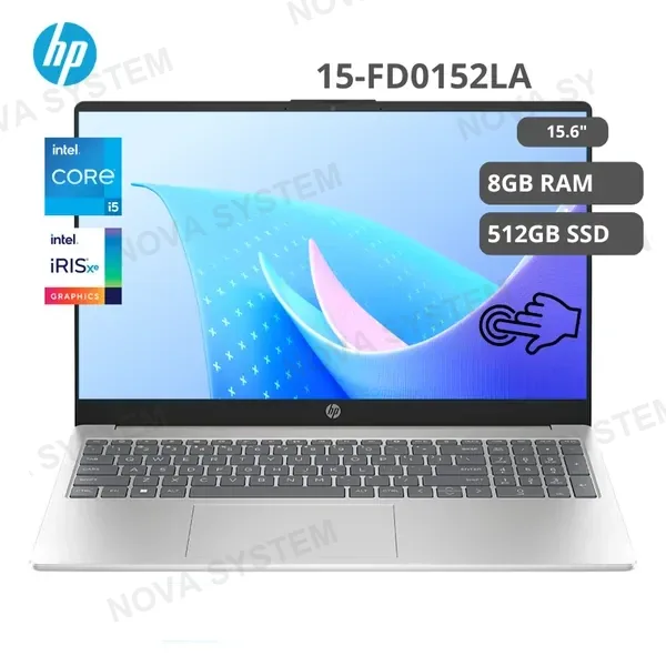 HP HP 15-fd0152la · INTEL CORE I5-1334U / 8GB (1X8GB) DDR4-3200 / 512GB SSD NVME M.2 / PANTALLA: 15.6" FHD (19
