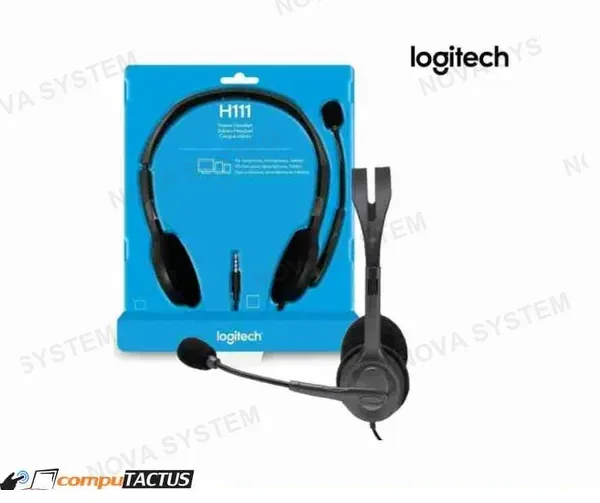 LOGITECH AURICULARES LOGITECH H111, ESTÉREO, MICRÓFONO, CONECTOR 3.5MM, GRIS