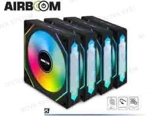 AIRBOOM KIT 4 EN 1 VENTILADORES LED VEKTOR AB201 ARGB 4FANS PARA CASE GAMER AIRBOOM 12CM