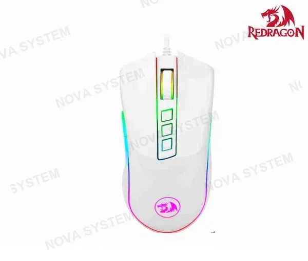 MOUSE MOUSE RED DRAGON COBRA M711W (WHITE) HASTA 10000 DPI, RGB, 9 BOTONES, 7 PROGAMABLES