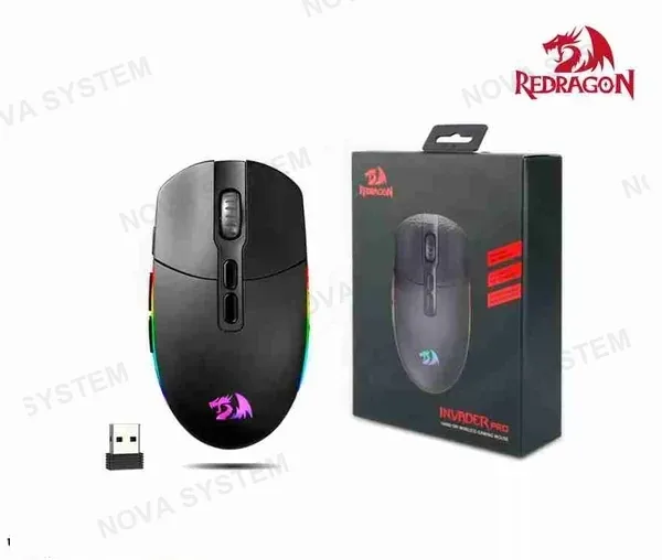 REDRAGON MOUSE REDRAGON INVADER PRO M719 RGB WIRELESS NEGRO 10000 DPI (PN:M719 RGB-PRO)