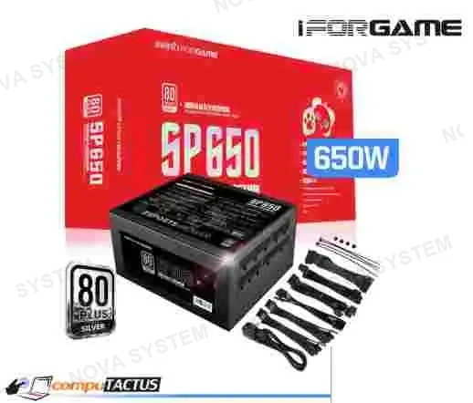 FUENTE FUENTE DE PODER SP650 IFORGAME APFC 650WATS 80 PLUS SILVER,CAJA ROJA