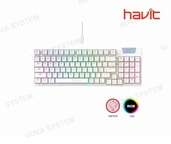 TECLADO TECLADO HAVIT KB885L,MECANICO,SW-RED,RGB BLANCO,TRIMODE