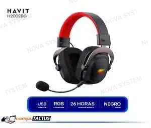 AUDIFONO AUDIFONO HAVIT H2002BG BLUETOOTH- INALAMBRICO- USB 7.1,NEGRO - ROJO