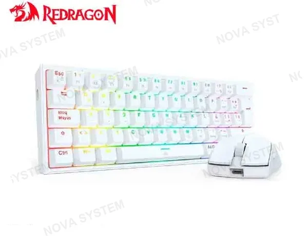 REDRAGON KIT GAMER REDRAGON S143W TECLADO K617RGB FIZZ SP (ESPAÑOL CABLEADO) + MOUSE M724 WHITE