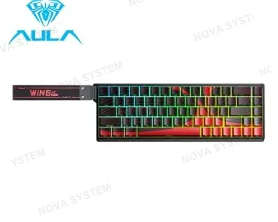 AULA TECLADO AULA WIN68HE MAX MAGNETICO, SWITH MAGNETICO WING CHUN, 65% USB-C RGB, INGLES, BLACK/RED