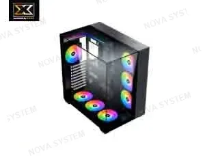 XIGMATEK CASE XIGMATEK AQUA V (BK) ATX, U3X2+TYPE C, 3PCS TG, 6 VENTILADORES REVERSE & 1PC Z22A & ARGB REMOTE CONTROL KIT, VIDRIO TEMPLADO