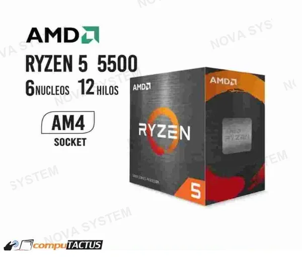 AMD PROCESADOR AMD RYZEN 5 5500, 3.60 / 4.20 GHZ, 16MB L3 CACHE, 6-CORES, AM4, 7NM, 65W.
