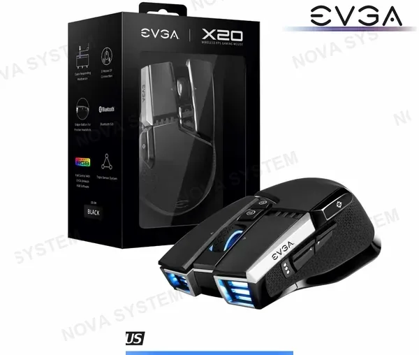 EVGA MOUSE GAMER EVGA X20,INALAMBRICO,10 BOTONES RGB NEGRO 903-TI-20BK-K