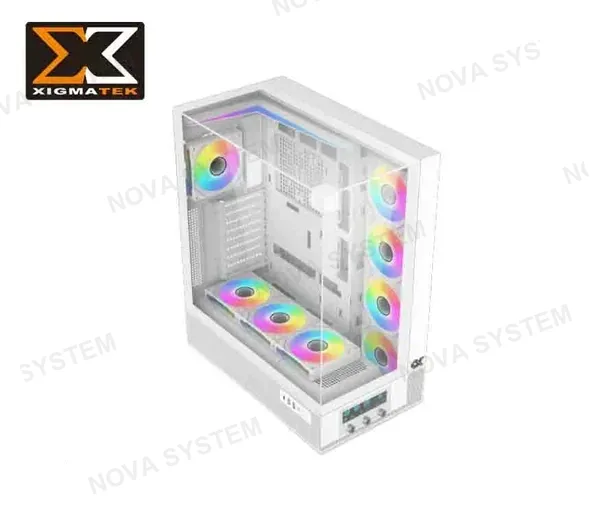 XIGMATEK CASE XIGMATEK, VISION PRO, (BK) EATX, PANEL ARRIBA FROT Y LAT VIDRIO TEMPLADO, 8 VENTILADORES ARGB 12CM G24A, ARGB, 2USB 3.0, 1 USB TIPO C, DIGITAL