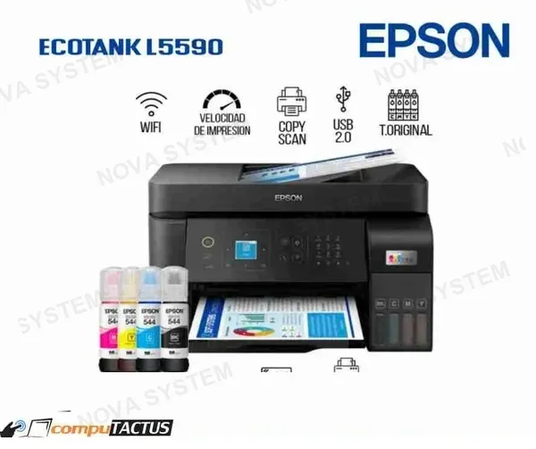 EPSON IMPRESORA MULTIFUNCIONAL EPSON L5590, IMPRIME/ESCANEA/COPIA/FAX/USB, USB, WI-FI, RJ