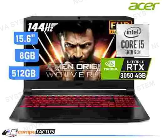 ACER NB ACER NITRO 5 AN515-55-505S, CORE I5-10300H 2.5GHZ, 8GB, 512GB SSD, RTX 3050 4GB, 15.6" 144HZ WINDOWS 11