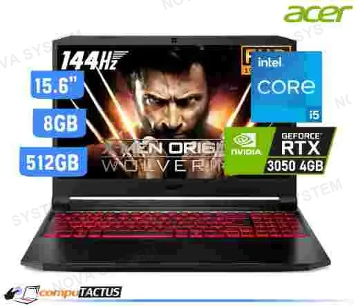 ACER NB ACER NITRO 5 AN515-57-5323, CORE I5 11400H 4.5GHZ, 8GB, 512GB SSD, VIDEO RTX 3050 4GB, 15.6" FHD WINDOWS 11